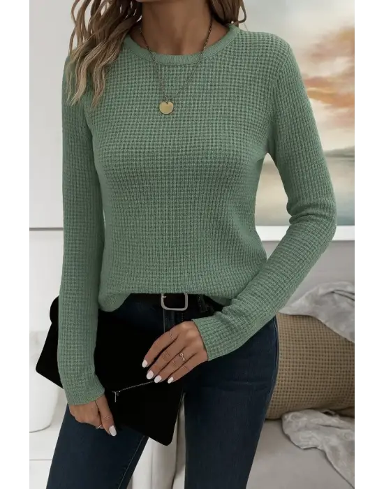 Kadın Uzun Kollu Bisiklet Yaka Triko Kazak