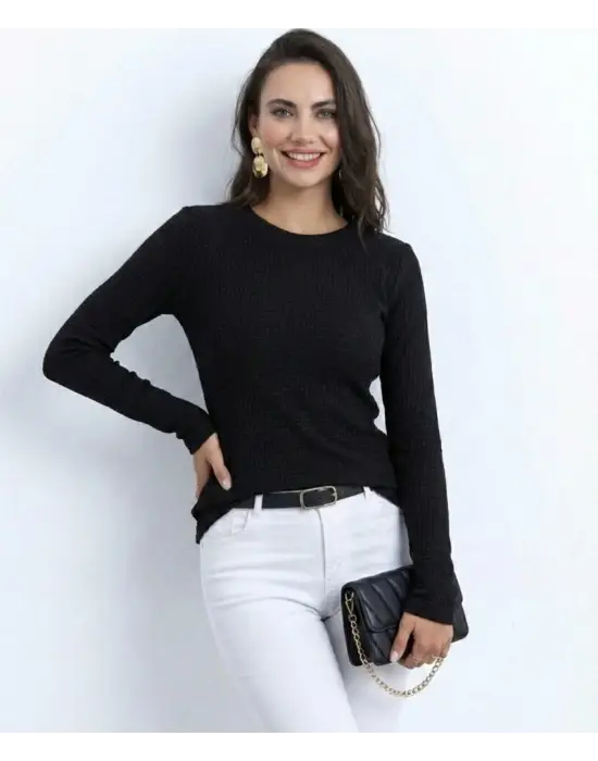 Kadın Uzun Kollu Bisiklet Yaka Triko Kazak