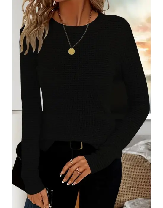 Kadın Uzun Kollu Bisiklet Yaka Triko Kazak