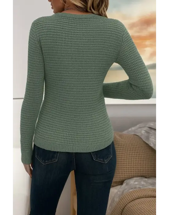 Kadın Uzun Kollu Bisiklet Yaka Triko Kazak