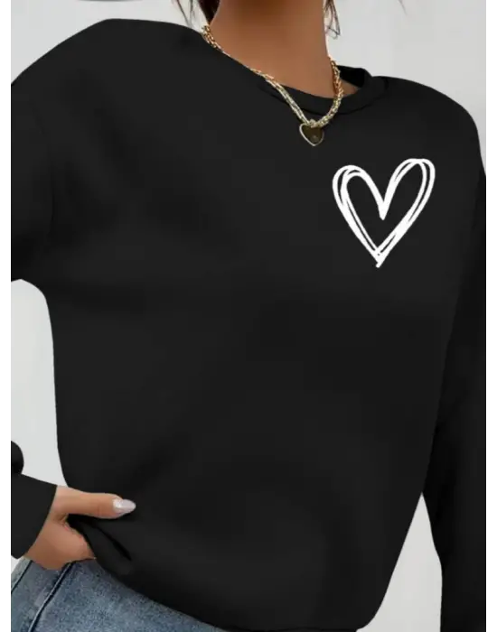 Kadın Uzun Kollu Bisiklet Yaka Viskon Iki Iplik Bluz