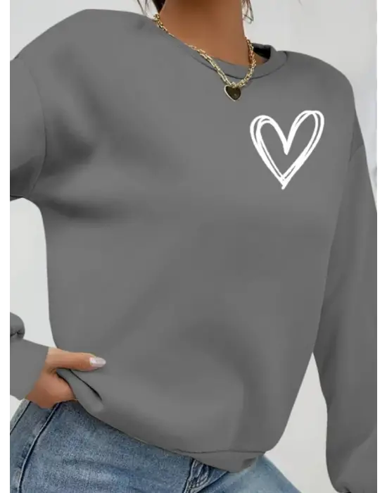 Kadın Uzun Kollu Bisiklet Yaka Viskon Iki Iplik Bluz