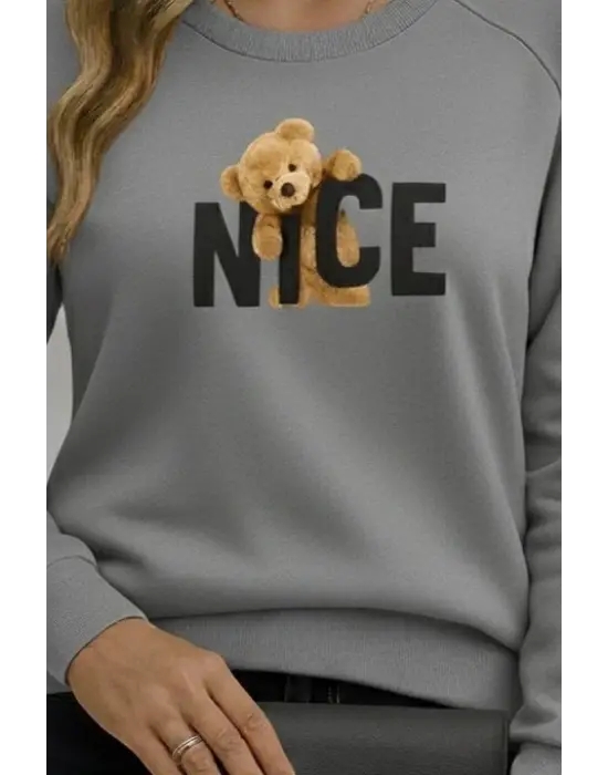 Kadın Uzun Kollu Bisiklet Yaka Viskon Iki Iplik Bluz