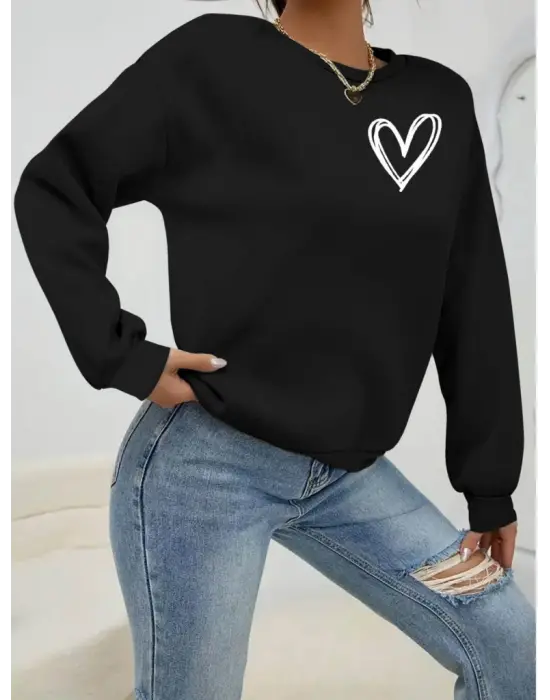 Kadın Uzun Kollu Bisiklet Yaka Viskon Iki Iplik Bluz