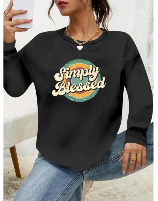 Kadın Uzun Kollu Bisiklet Yaka Viskon Iki Iplik Bluz