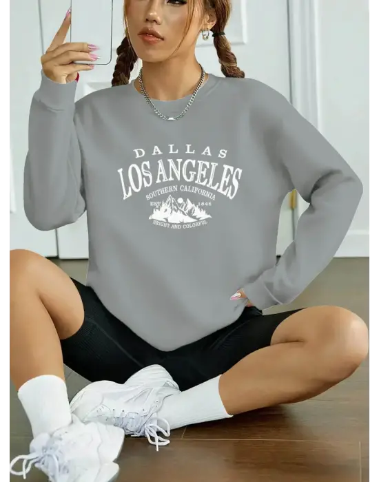 Kadın Uzun Kollu Bisiklet Yaka Viskon Iki Iplik Bluz