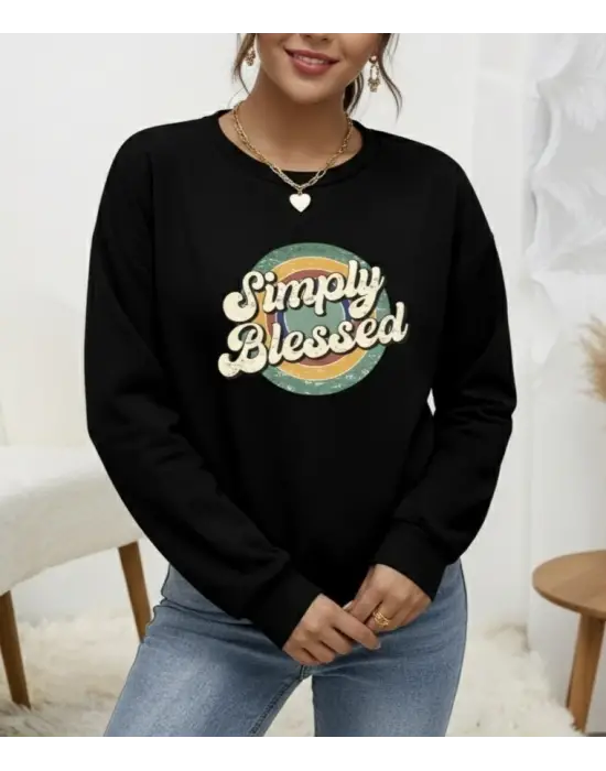 Kadın Uzun Kollu Bisiklet Yaka Viskon Iki Iplik Bluz