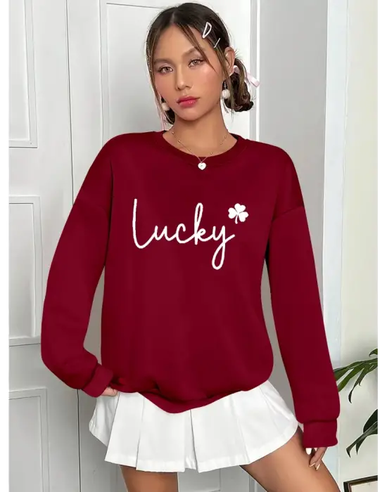 Kadın Uzun Kollu Bisiklet Yaka Viskon Iki Iplik Bluz