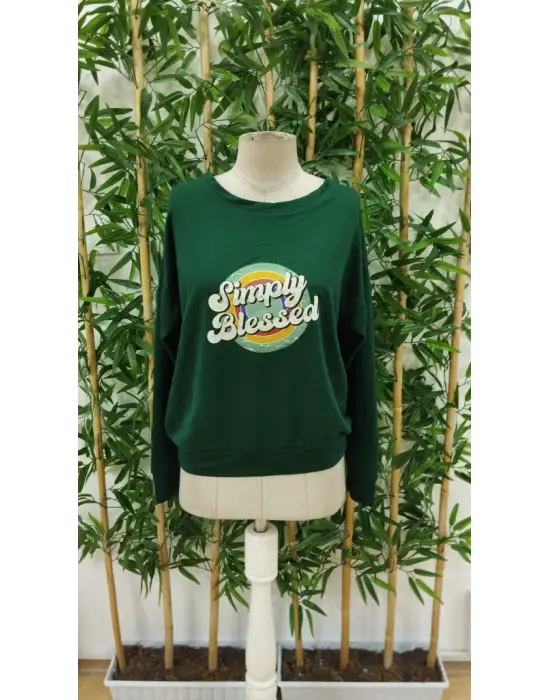 Kadın Uzun Kollu Bisiklet Yaka Viskon Iki Iplik Bluz