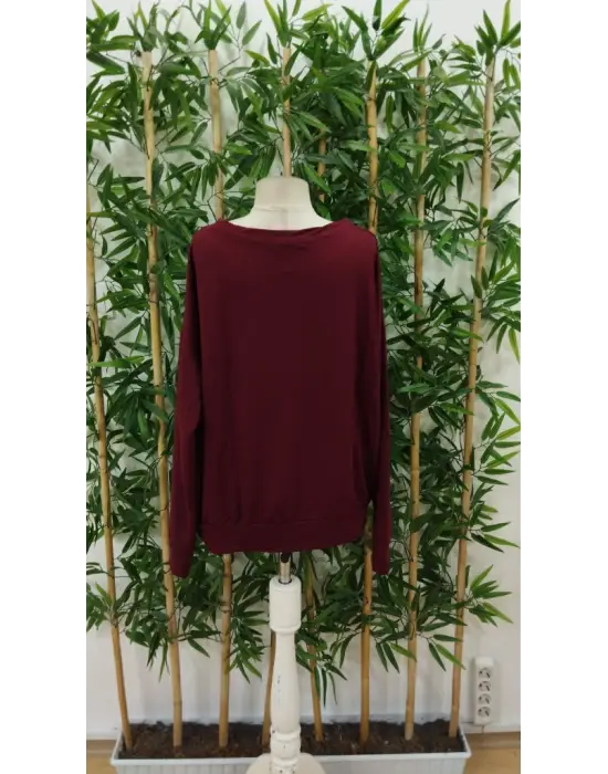 Kadın Uzun Kollu Bisiklet Yaka Viskon Iki Iplik Bluz