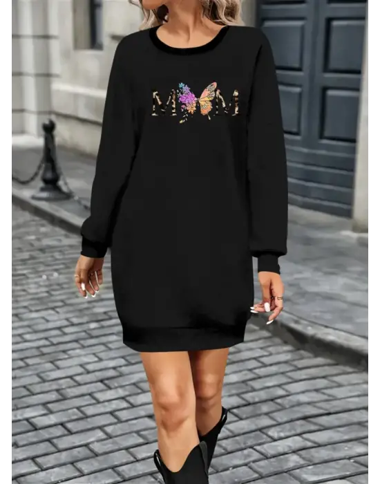 Omarı Sıcak Kış Günlerinde Rahatlığı Hissedin - Uzun Kollu Viskon Elbise