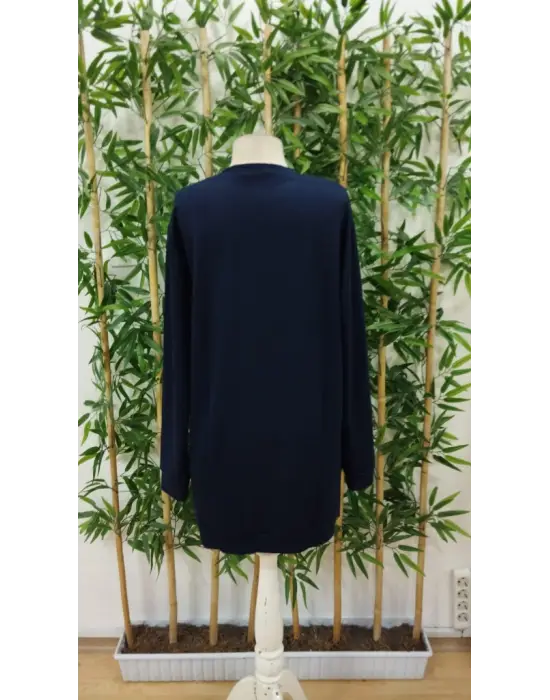 Kadın Uzun Kollu Bisiklet Yaka Yazılı Viskon Iki Iplik Elbise