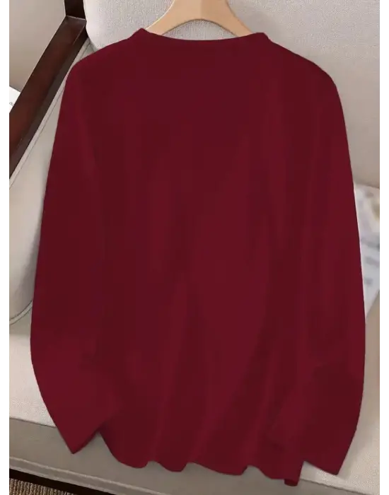 Kadın Uzun Kollu Bisiklet Yakabe Youdesenli Viskon Bluz