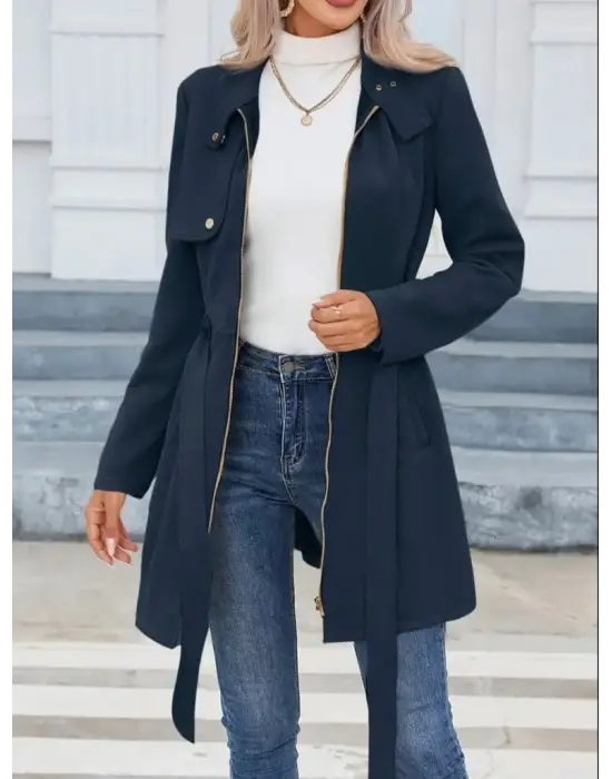 Kadın Uzun Kollu Ferme Düğmeli Süet Ceket