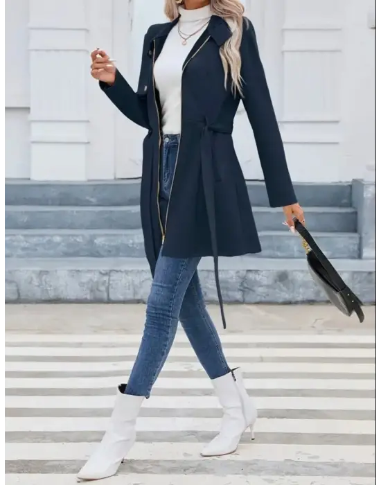 Kadın Uzun Kollu Ferme Düğmeli Süet Ceket