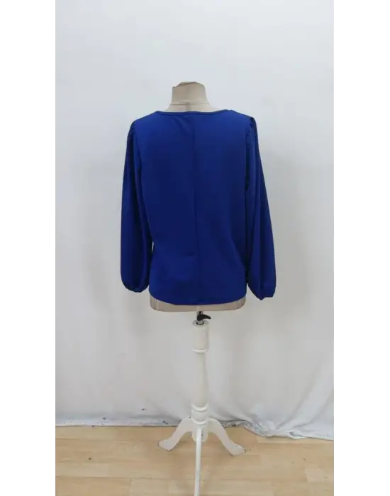 Kadın Uzun Kollu Damla Detaylı Ithal Krep Bluz