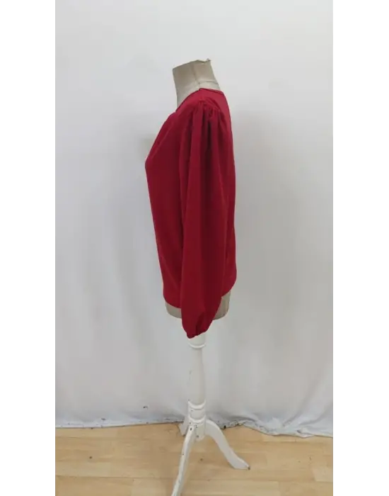 Kadın Uzun Kollu Damla Detaylı Ithal Krep Bluz