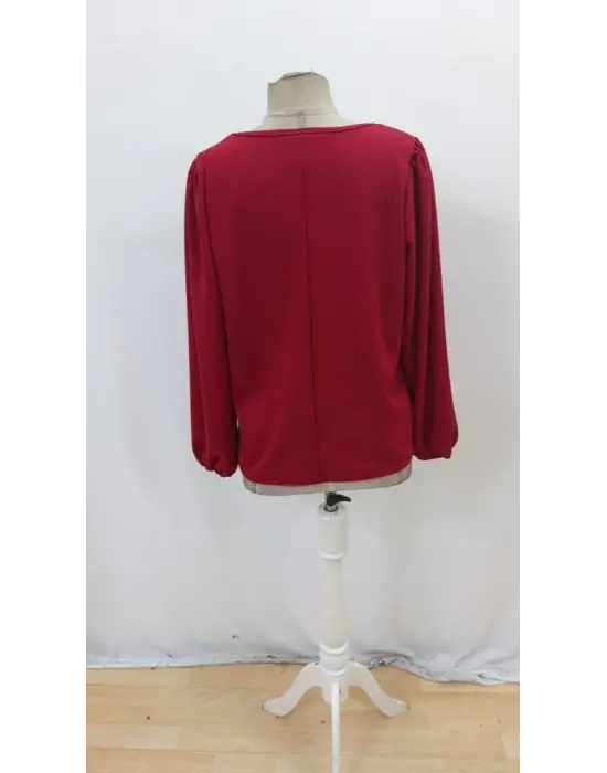 Kadın Uzun Kollu Damla Detaylı Ithal Krep Bluz