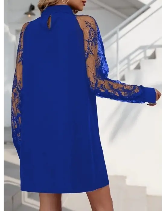 Kadın Uzun Kollu Damla Detaylı Sandy Mini Elbise