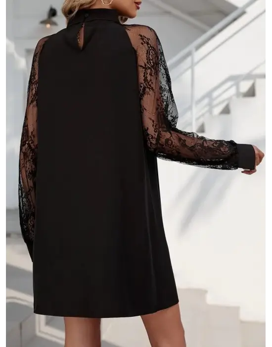 Kadın Uzun Kollu Damla Detaylı Sandy Mini Elbise