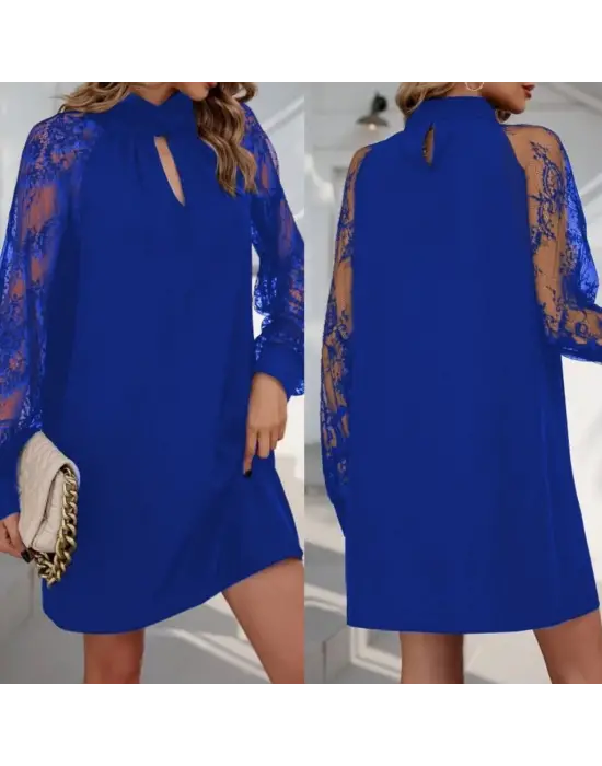 Kadın Uzun Kollu Damla Detaylı Sandy Mini Elbise