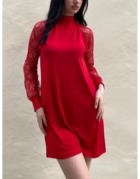 Kadın Uzun Kollu Damla Detaylı Sandy Mini Elbise