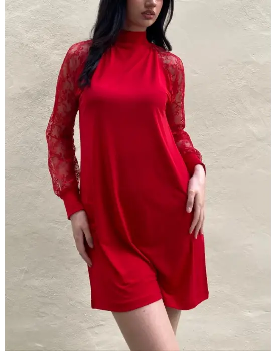 Kadın Uzun Kollu Damla Detaylı Sandy Mini Elbise