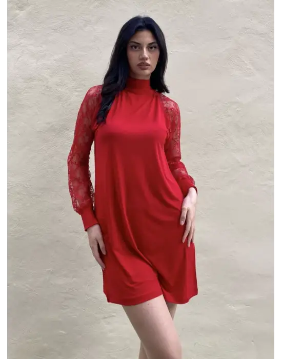 Kadın Uzun Kollu Damla Detaylı Sandy Mini Elbise