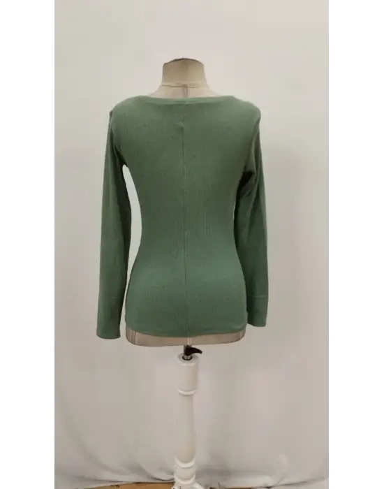 Kadın Uzun Kollu Derin Yuvarlak Yaka Kaşkorse Bluz