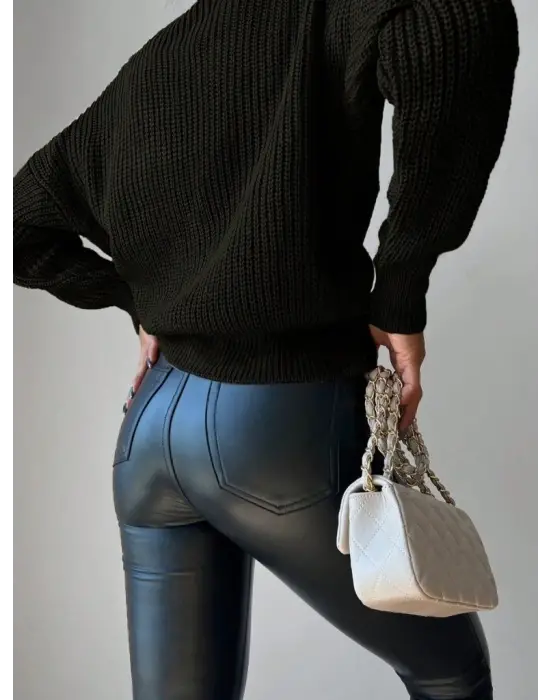 Kadın Uzun Kollu Düğme Detay Triko Hırka