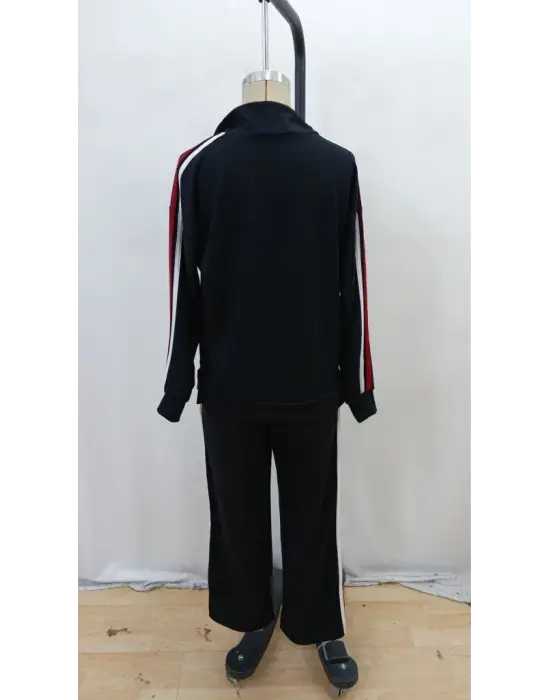 Kadın Uzun Kollu Fermuarlı Viskon Iki Iplik Bluz Ve Pantolon Ikili Takım