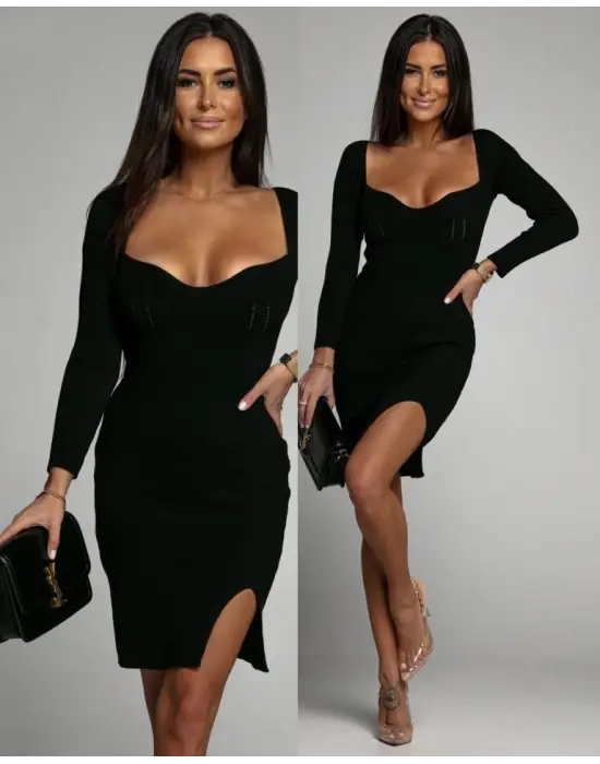 Omarı Şık ve Rahat Uzun Kollu Mini Boy Triko Elbise