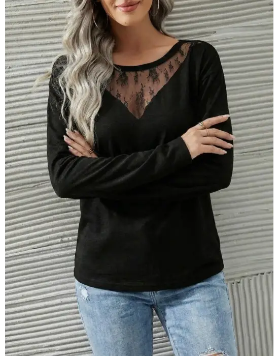 Göz Alıcı Dantelli Viskon Bluz
