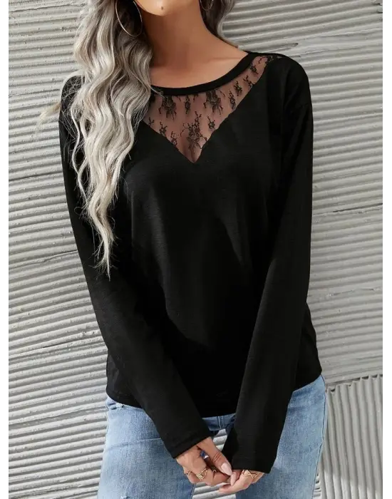 Göz Alıcı Dantelli Viskon Bluz