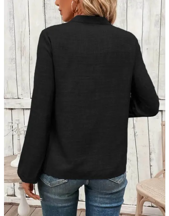 Kadın Hakim Yaka Uzun Kollu Bluz