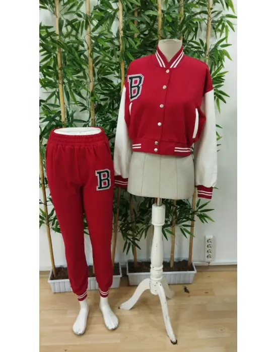 Kadın Uzun Kollu Hakim Yaka önden Düğmeli Ceket Pantolon şardonlu Iki Iplik Ikili Takım