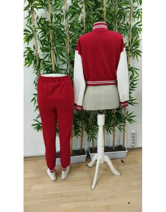 Kadın Uzun Kollu Hakim Yaka önden Düğmeli Ceket Pantolon şardonlu Iki Iplik Ikili Takım