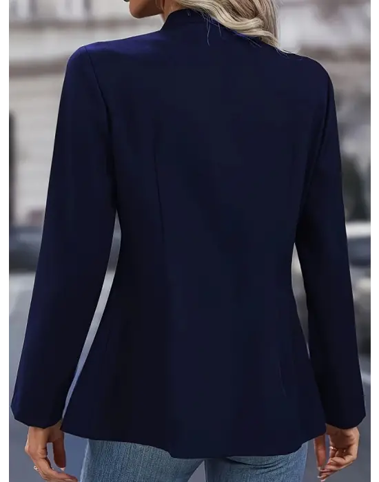 Kadın Uzun Kollu Hakim Yaka önden Düğmeli Kısa Atlas Ceket