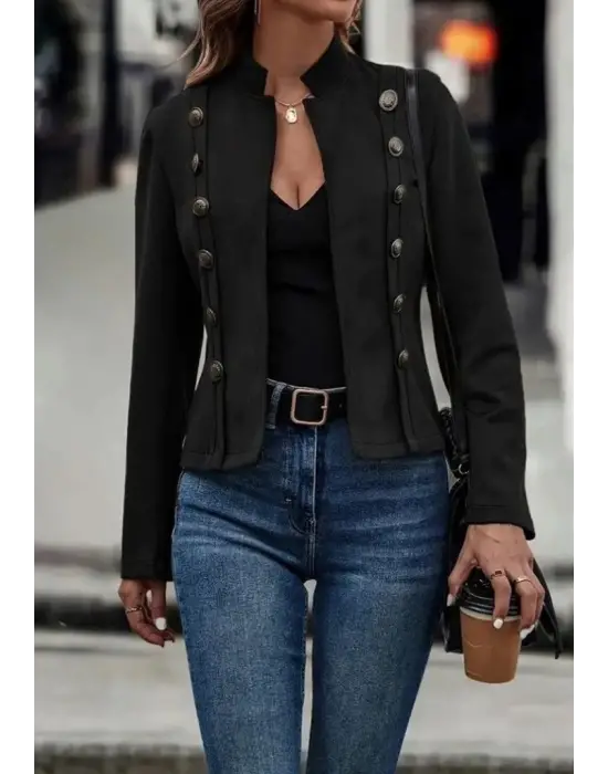 Kadın Uzun Kollu Hakim Yaka Süet Ceket