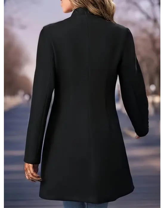 Kadın Uzun Kollu Hakim Yakalı önden Düğmeli Ithal Kaşe Astarsız Kısa Kaban