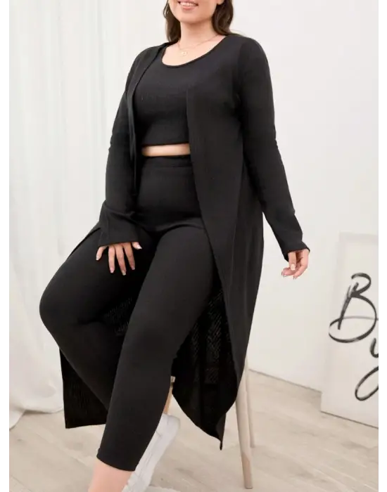 Kadın Uzun Kollu Hırka Atlet Ve Eşofman Yün Viskon üçlü Takım