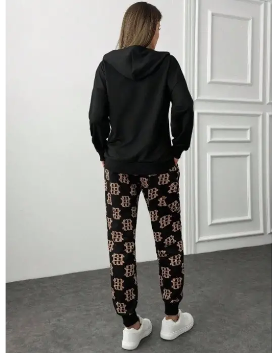 Kadın Uzun Kollu Iki Iplik Kumaş Fermuar Ve Cep Detay Kapüşonlu Ikili Takım