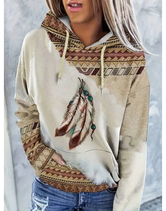 Kadın Uzun Kollu Kapşonlu Bağcıklı şardonlu Dalgıç Bluz