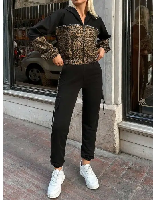 Trend Leopar Desenli İki Parça Takım