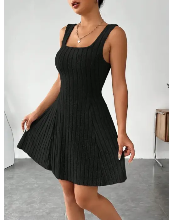 Kadın Uzun Kollu Kapüşonlu Ceket üst Ve Askısız Kare Yaka A Kesim şardonlu Kaşkorse Elbise