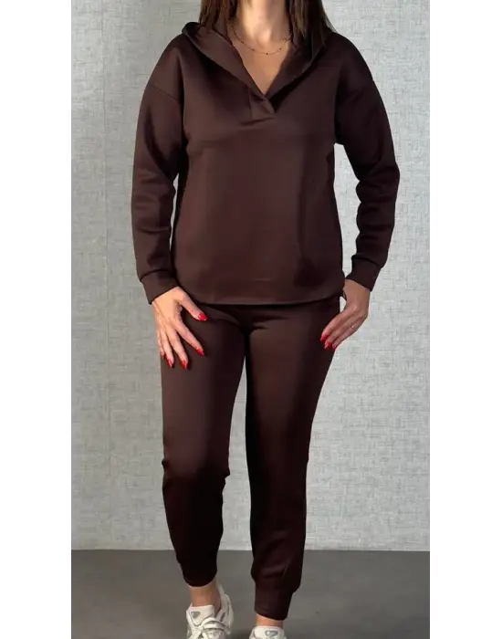 Kadın Uzun Kollu Kapüşonlu Ikili Takım