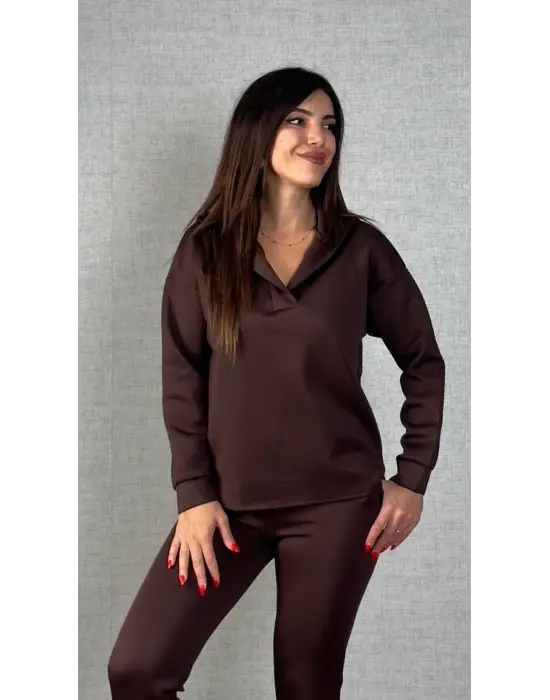 Kadın Uzun Kollu Kapüşonlu Ikili Takım