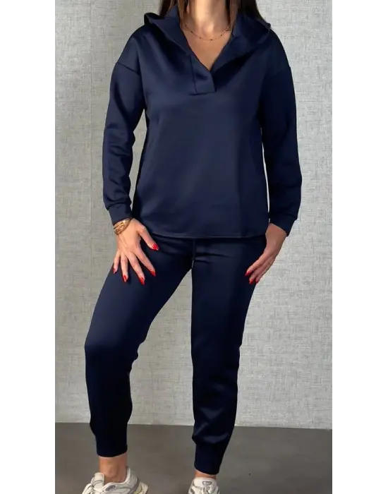 Kadın Uzun Kollu Kapüşonlu Ikili Takım