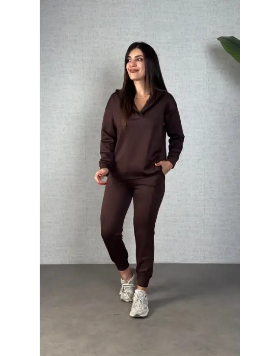 Kadın Uzun Kollu Kapüşonlu Ikili Takım