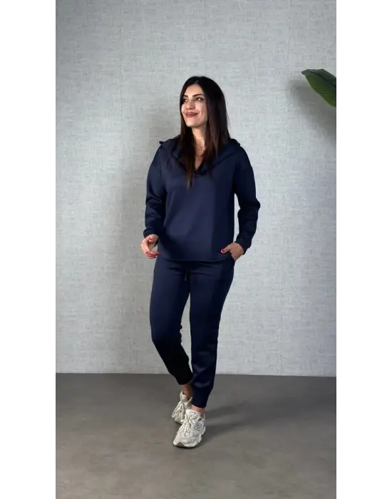 Kadın Uzun Kollu Kapüşonlu Ikili Takım